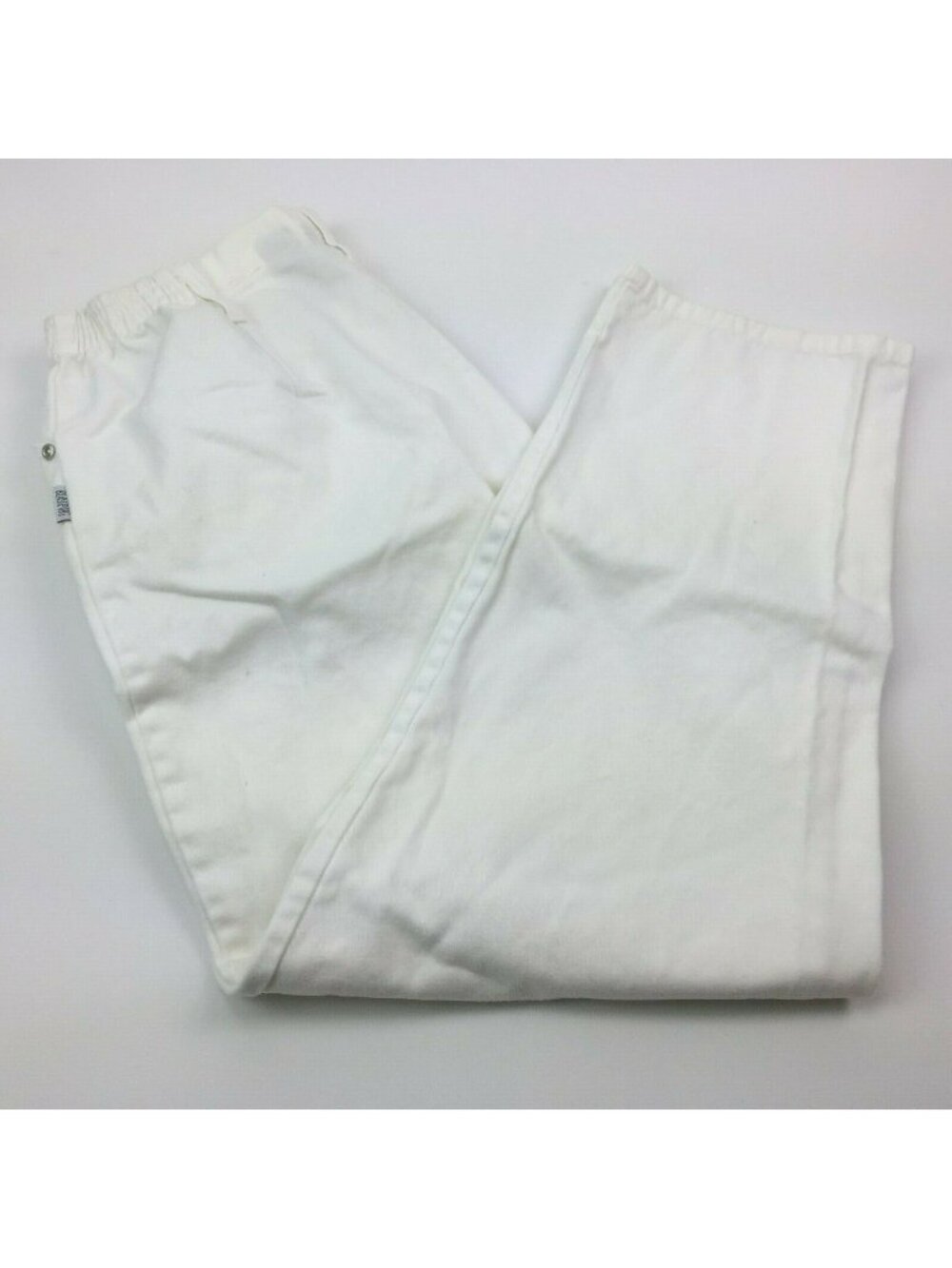 Blassport Womens White Colored Denim Capris Elastic Waist Summer Size 12
